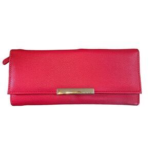 NWT R.h. Macy & Co. Red pebble Travel Jewelry Wallet Case 8.5" Vegan L…